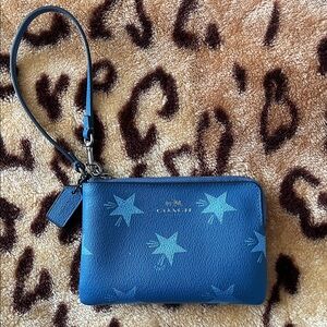 Coach Blue Star Print Wristlet